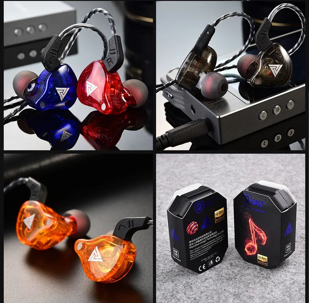 QKZ AK6 In Ear Earphone 6 Dynamic Driver Unit Headphone With Mic Stereo Sports HiFi Subwoofer Headset Monitor Earbuds For iPhone