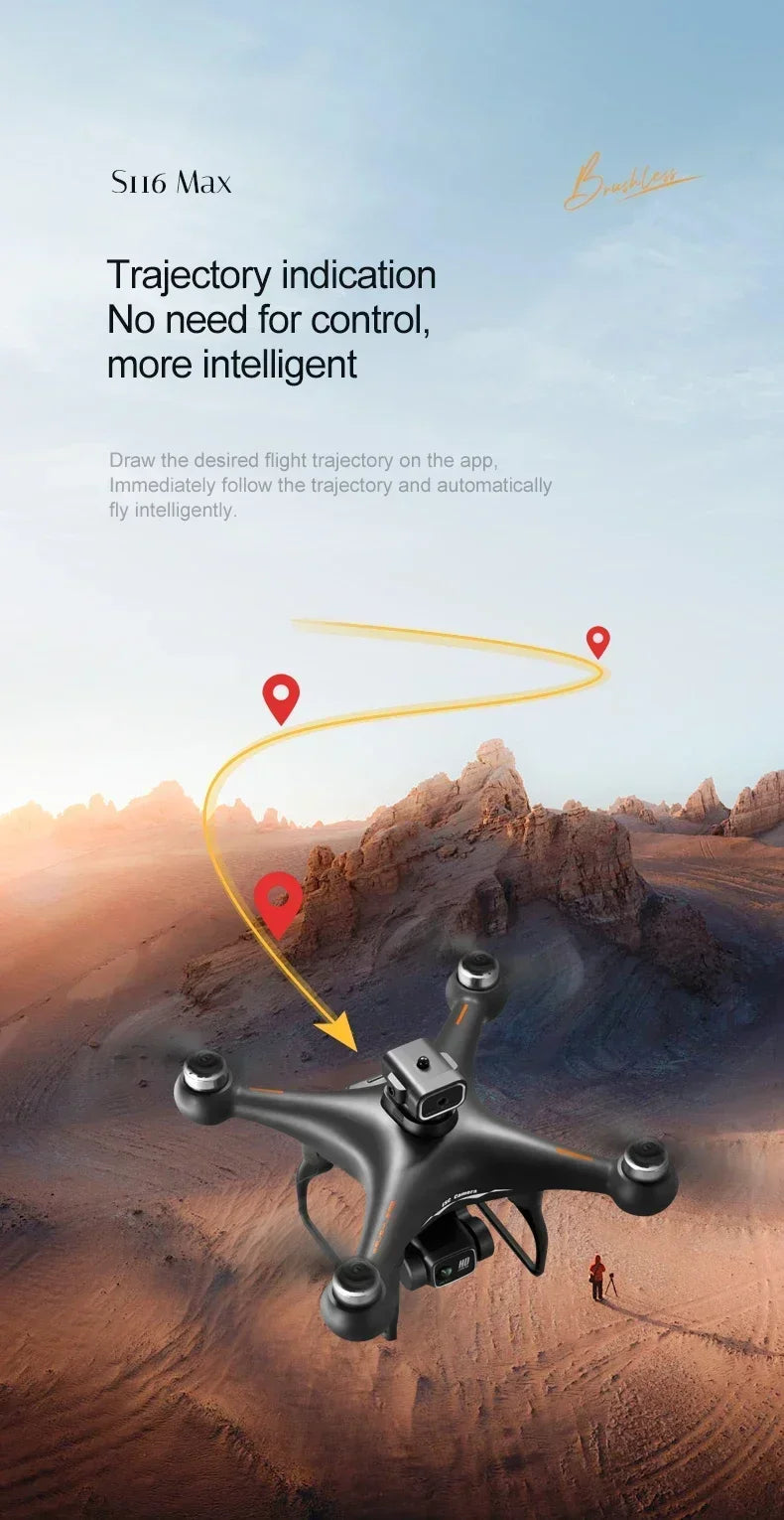 2025 New S116 MAX 8K Drone 3 Batteries+WIFI FPVDual Camera Ptical Flow 360° Obstacle Avoidance Brushless Motor RC Quadcopter