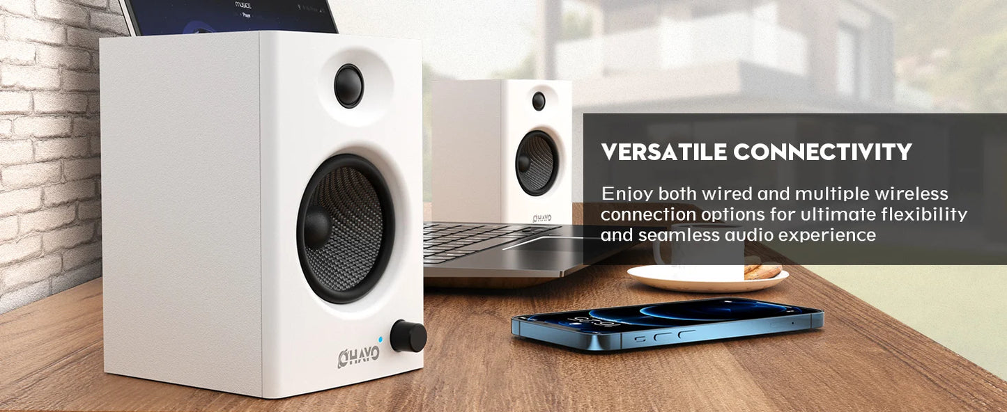 OHAYO 60W Computer Speakers for Gaming and Music, Active Bluetooth 5.3, Stereo 2.0 Speakers for Desktop PC Monitor or Laptop