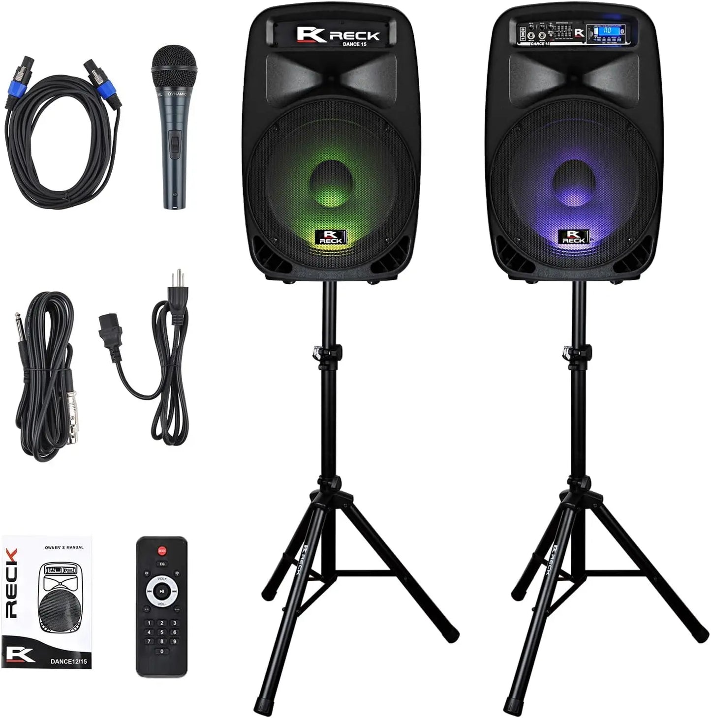 PRORECK Dance 12 Portable 12-Inch 1000 Watts 2-Way Powered PA Speaker System Combo Set with Bluetooth/USB/SD Card Reader/FM