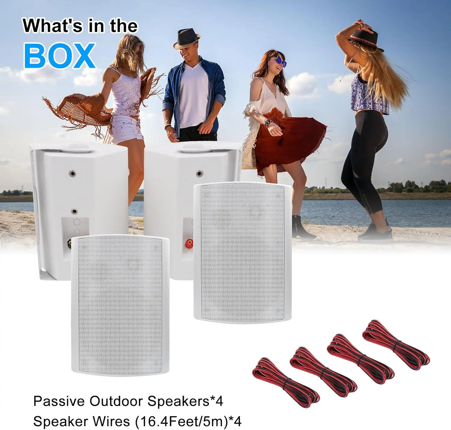 Herdio 4PCS 800W 6.5'' Outdoor Speakers Wired Waterproof Passive Wall Mount Speakers With Powerful Bass For Home Patio Poolside