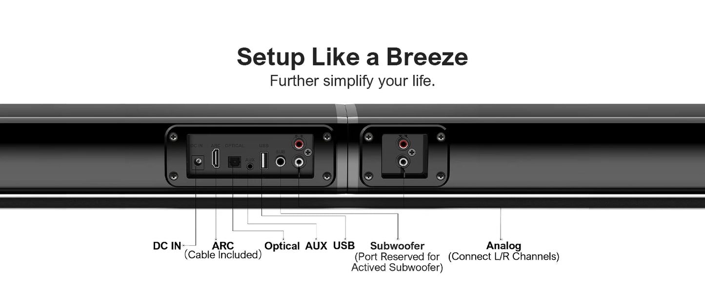 ULTIMEA 2.2ch Soundbar for TV, Peak Power 100W, 2-in-1 Detachable Bluetooth 5.3 Soundbar for TV, 3 EQ Modes, Bass Adjustable