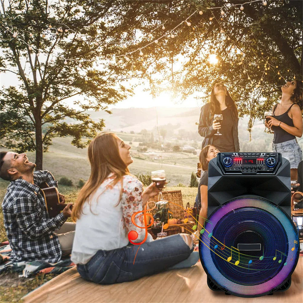 4500W Portable Bluetooth Party Speaker 18" Subwoofer Heavy Bass Sound System Dj Karaoke Led Light Loud Rechargeable Speaker