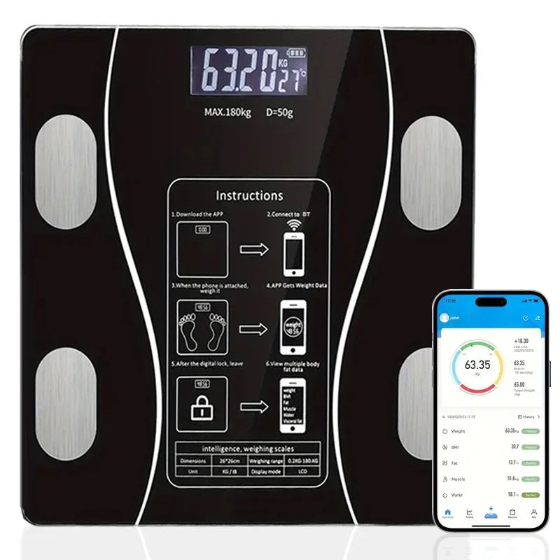 Intelligent Bathroom Scale, Digital Body Scale, With Backlit LED Display Screen And Sturdy Tempered Glass Suitable for home use