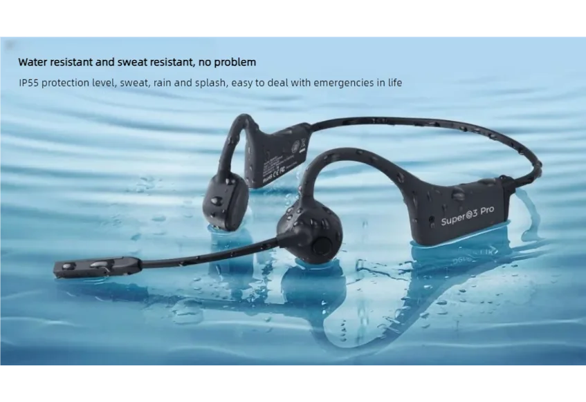 Wireless Bluetooth Headset Bone Conduction Earphones Fast Charge Sports Gaming Headphones with Dual CVC8.0 Noise-canceling Mic