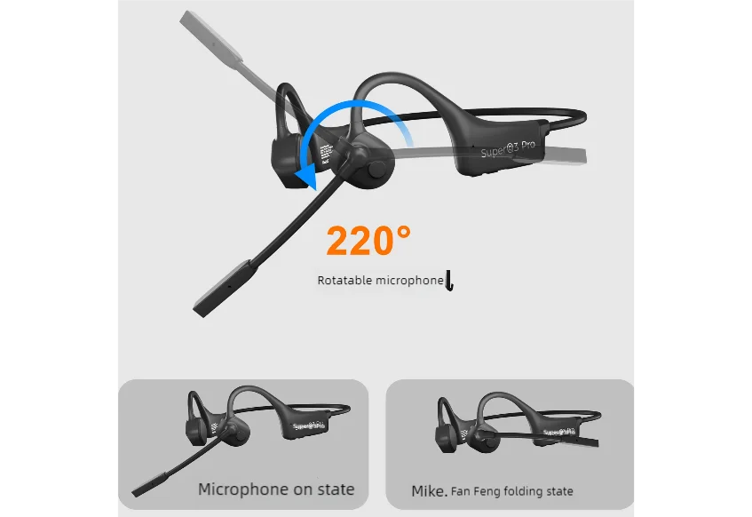 Wireless Bluetooth Headset Bone Conduction Earphones Fast Charge Sports Gaming Headphones with Dual CVC8.0 Noise-canceling Mic