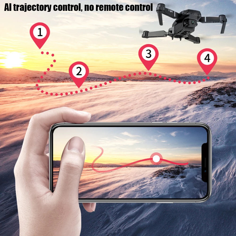 E88 Pro RC Drone WiFi FPV Height Hold Foldable Obstacle Avoidance 4K Wide-Angle HD Camera Quadrotor Helicopter Children's Toys