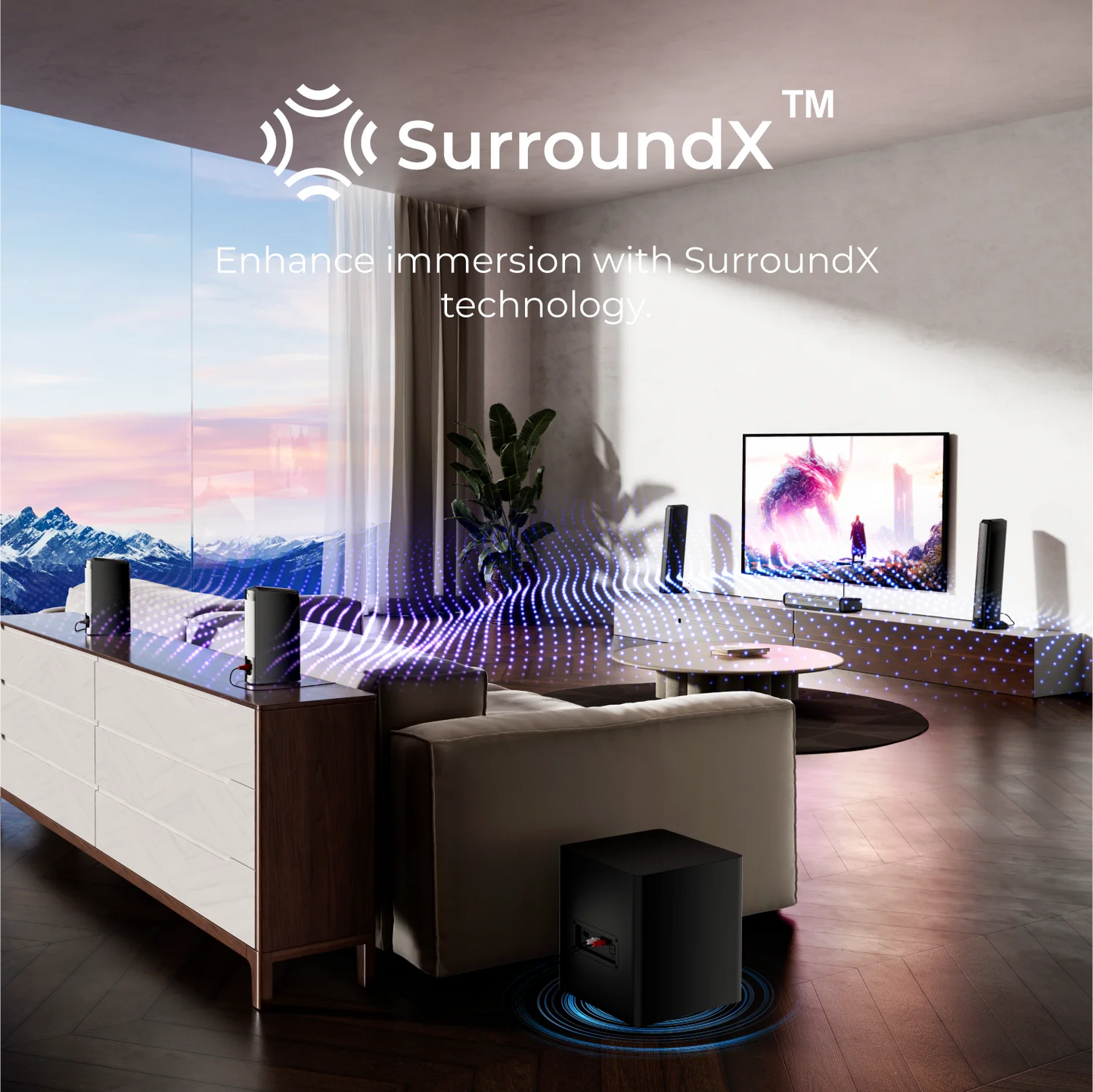 ULTIMEA 7.1ch Virtual Surround Sound Bar, Sound Bar for Smart TV with 2 Surround Speakers, Surround Sound System for TV with RGB