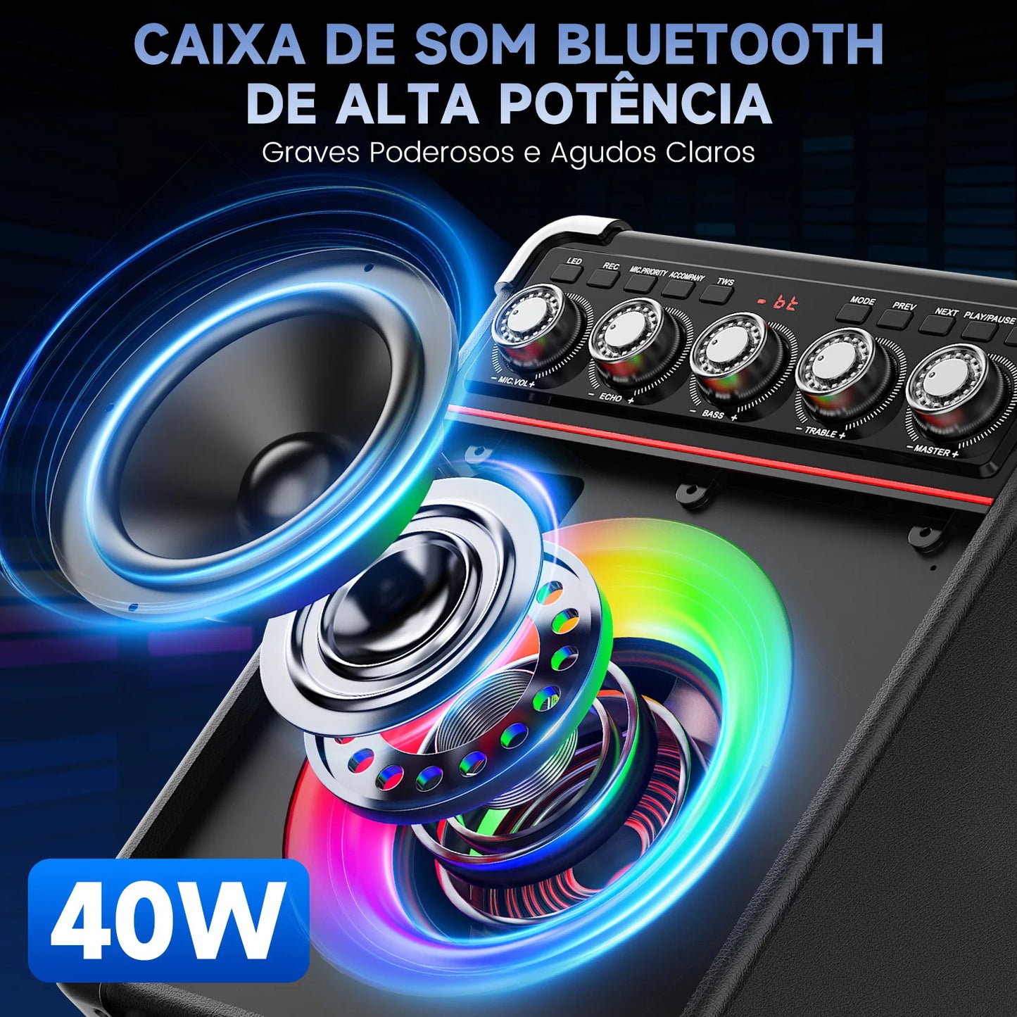 FanFun Karaoke Machine with 2 Microphone, Bluetooth Karaoke Speaker with LED Light, Home Karaoke System Set, TX05