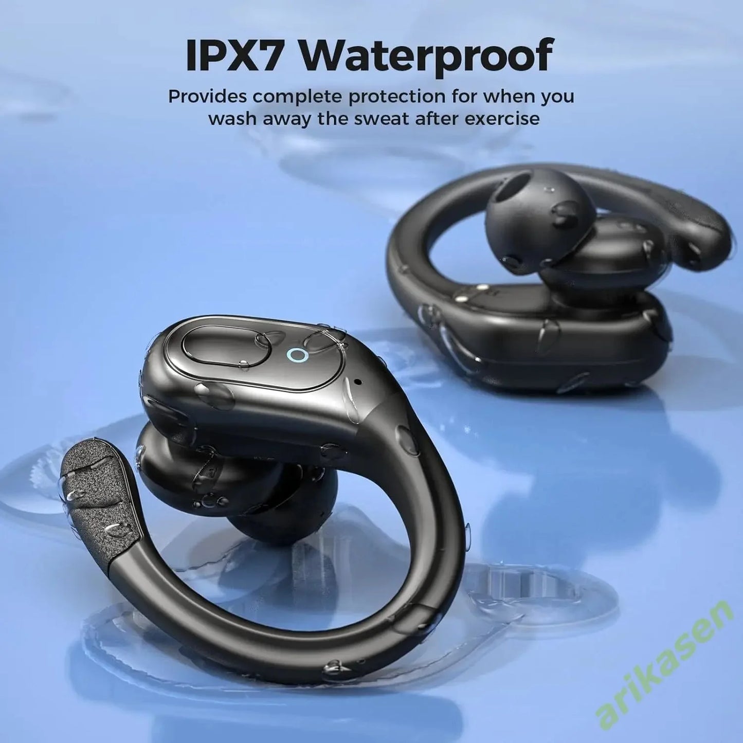 Bluetooth Headphones Wireless Earbuds 5.3 Sports Earbuds 75H Playtime IPX7 Waterproof LED Power Display Over Ear Buds Deep Bass