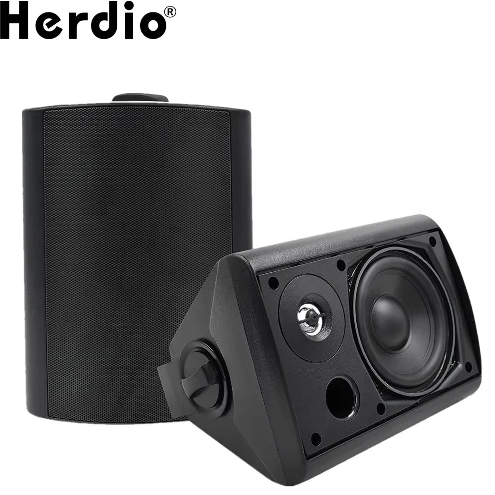 Herdio 5.25'' 300W 2PCS Passive Wired Indoor Outdoor Speakers Patio Deck Speakers All Weather Wall Mount System For Garden Home