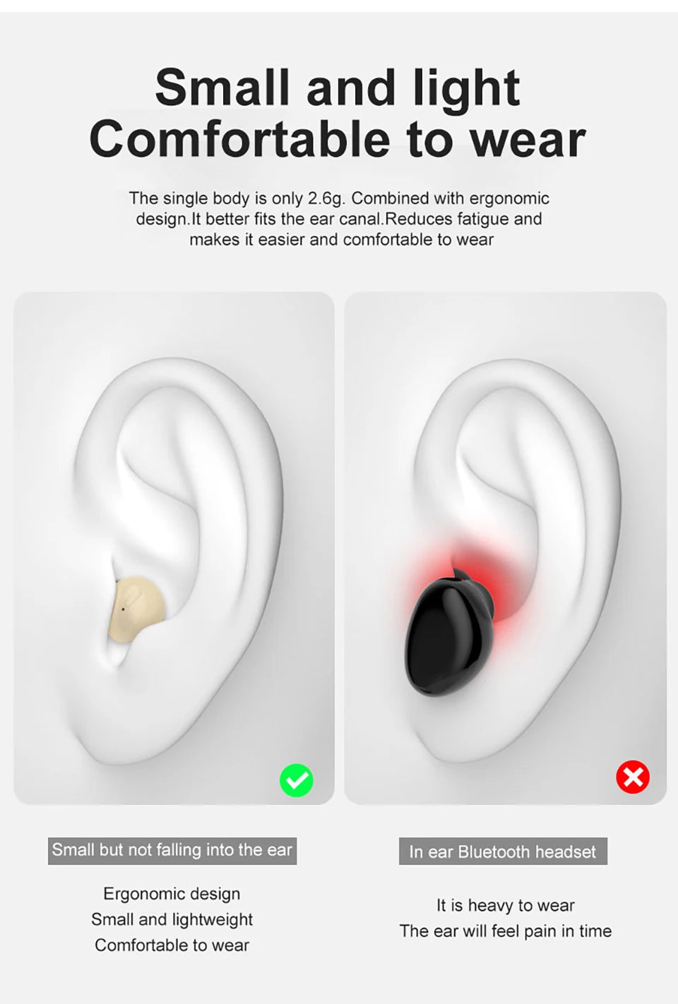 MZYDM Mini Earbuds TWS Wireless Bluetooth Sleep Hidden In Ear Earphones X21S Invisible Sports Waterproof Headphones Built-in Mic