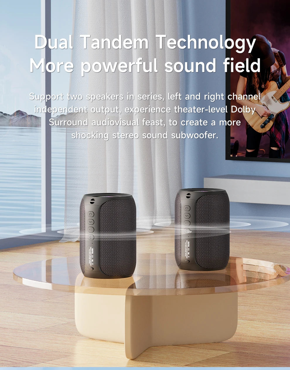 S32PRO Mini Bluetooth Speaker Portable Wireless Column HIFI Stereo Waterproof Sound Box 15W Wireless Speaker for Outdoor