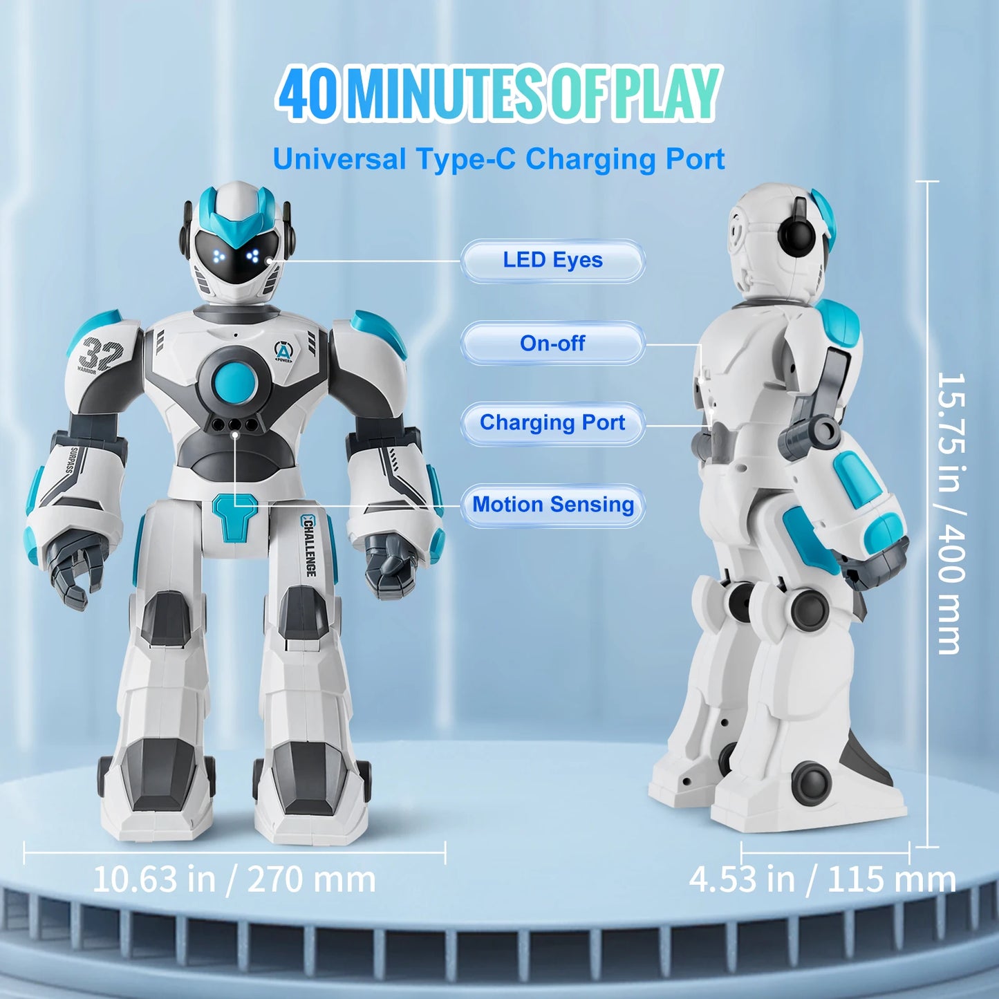 SucceBuy RC Robot Toys Mechanical Combat Police Early Education Intelligent Robot Electric Singing Children's Birthday Gift