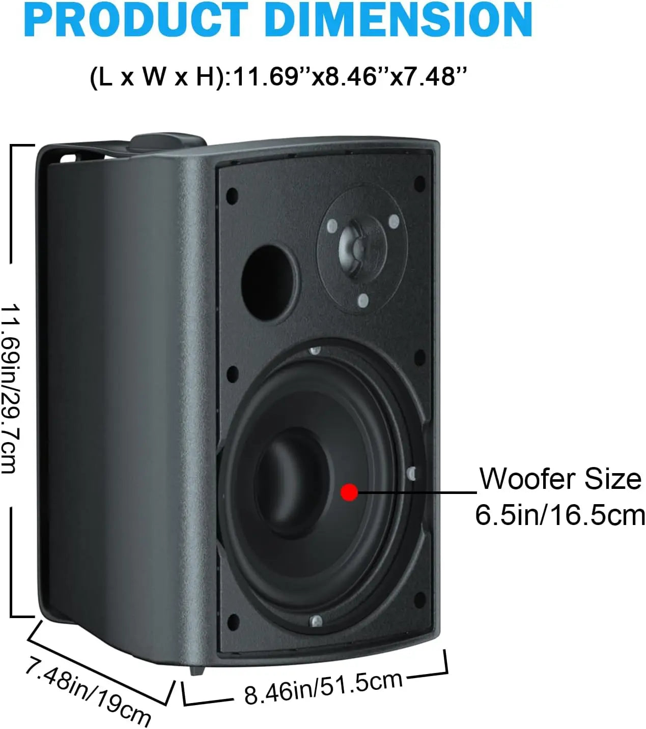 Herdio 4PCS 800W 6.5'' Outdoor Speakers Wired Waterproof Passive Wall Mount Speakers With Powerful Bass For Home Patio Poolside