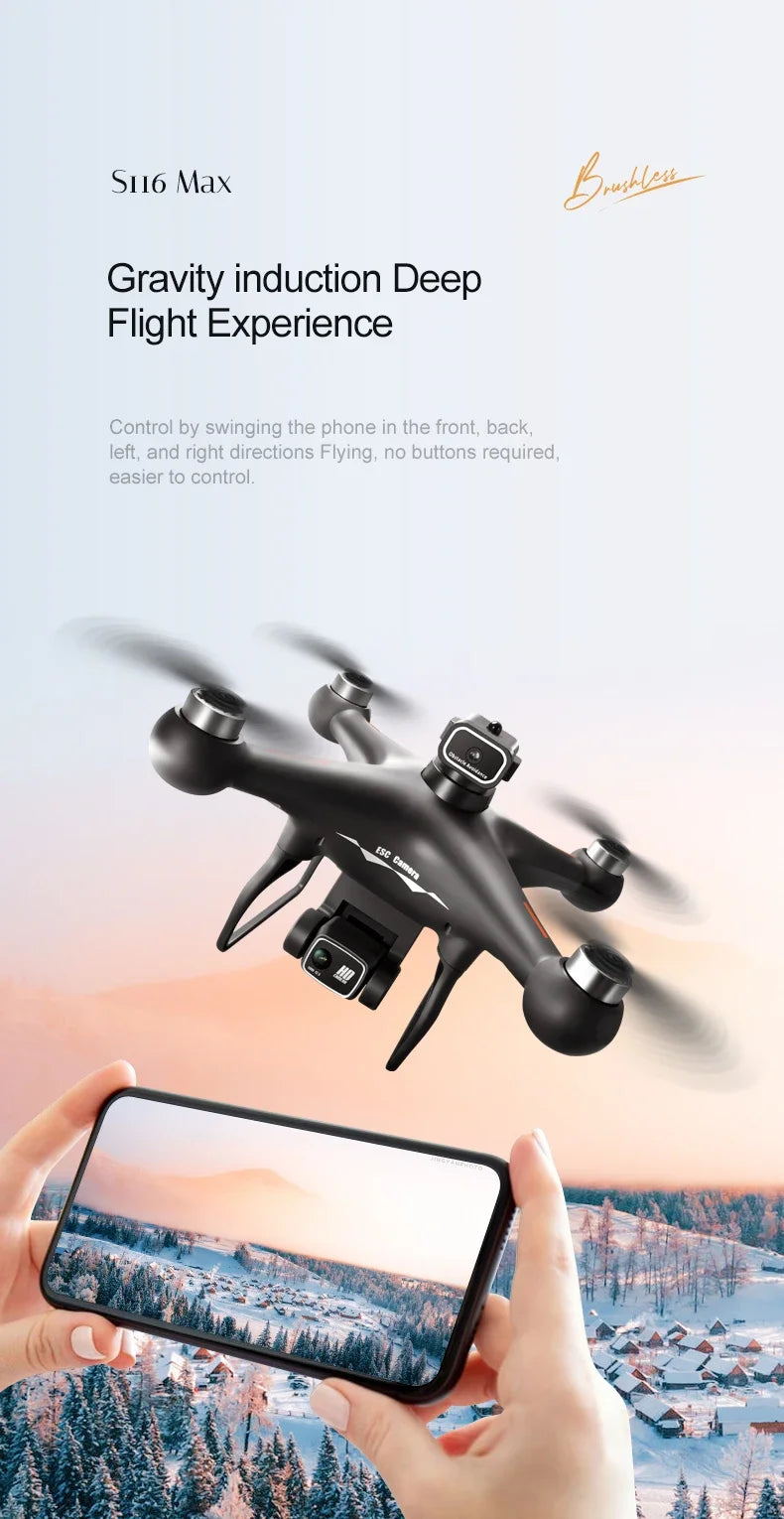 S116 MAX Drone Professional with 3 Batteries 8K Dual Camera Optical Flow Brushless 360° Obstacle Avoidance WIFI FPV RC Dron Toys
