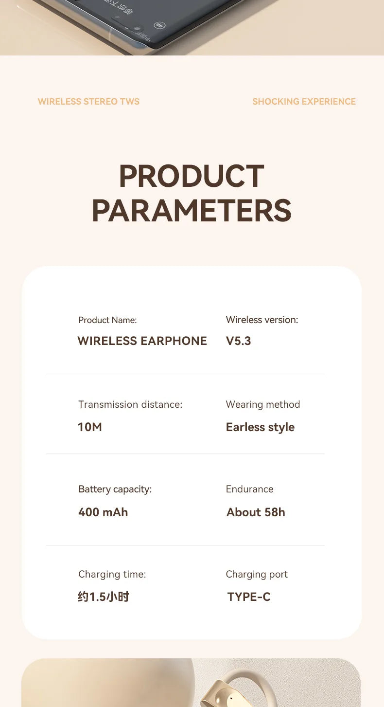 Wireless Bluetooth Headphones OWS Open Headset Air Conduction Ear Hook Earphones Handsfree Noise Canceling Audifonos Sports