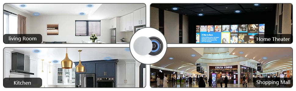 Herdio 4PCS 4'' 320W 2 Way Flush Mount Passive Ceiling Speakers Home Recessed Speaker System Perfect For Bathroom Living Room