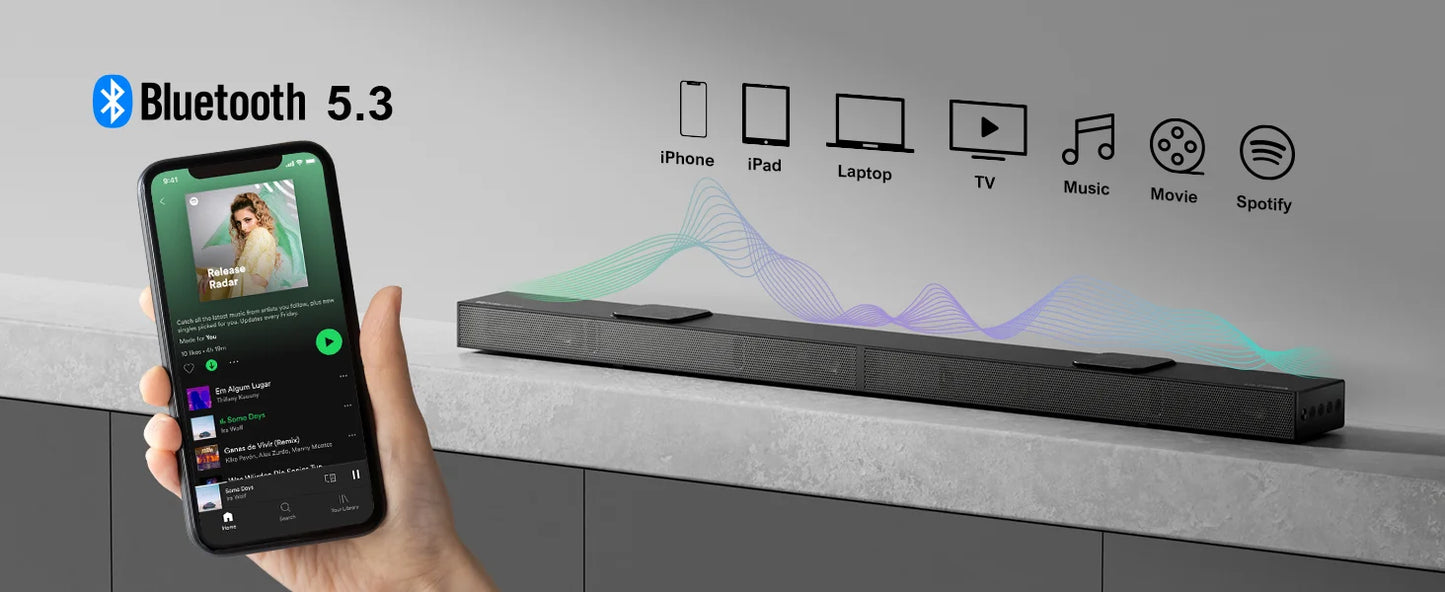 ULTIMEA 5.1.2 Dolby Atmos Soundbar, 360° ASL-Aural Spatial & Localization Technology, 4K HDR Pass-through Bluetooth Home Theater