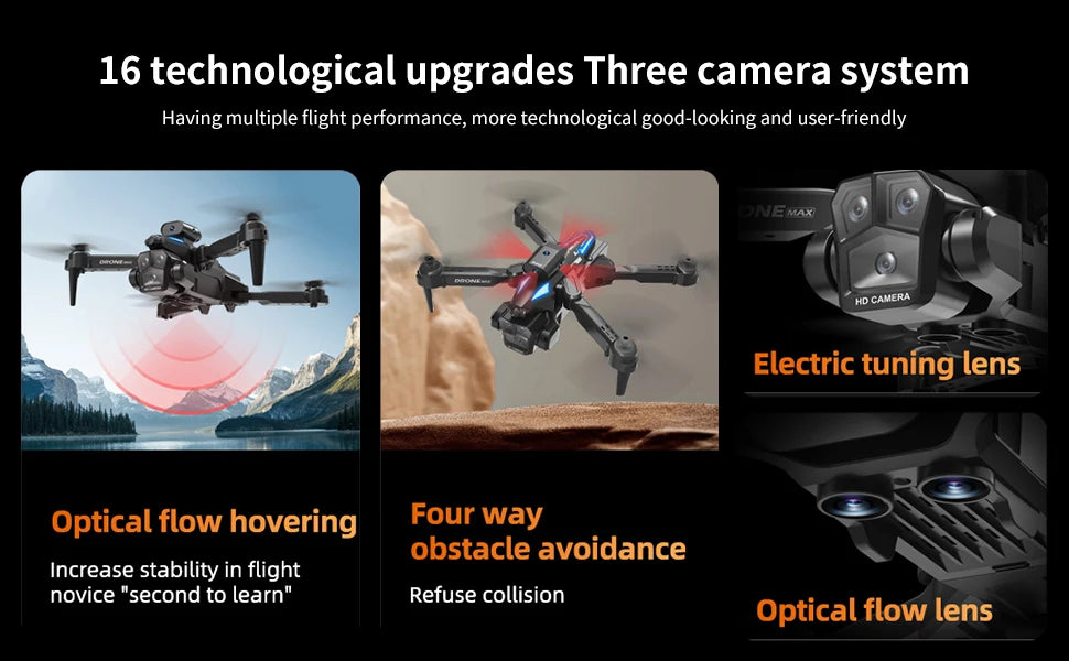 Foldable Camera Drone for Beginners & Adult - Four Direction Obstacle Avoidance, 360° Flips, One-Key Take Off/ Landing, 3D Flips