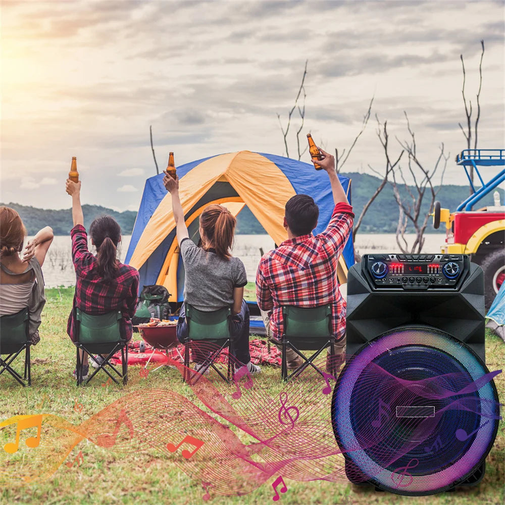 4500W Portable Bluetooth Party Speaker 18" Subwoofer Heavy Bass Sound System Dj Karaoke Led Light Loud Rechargeable Speaker