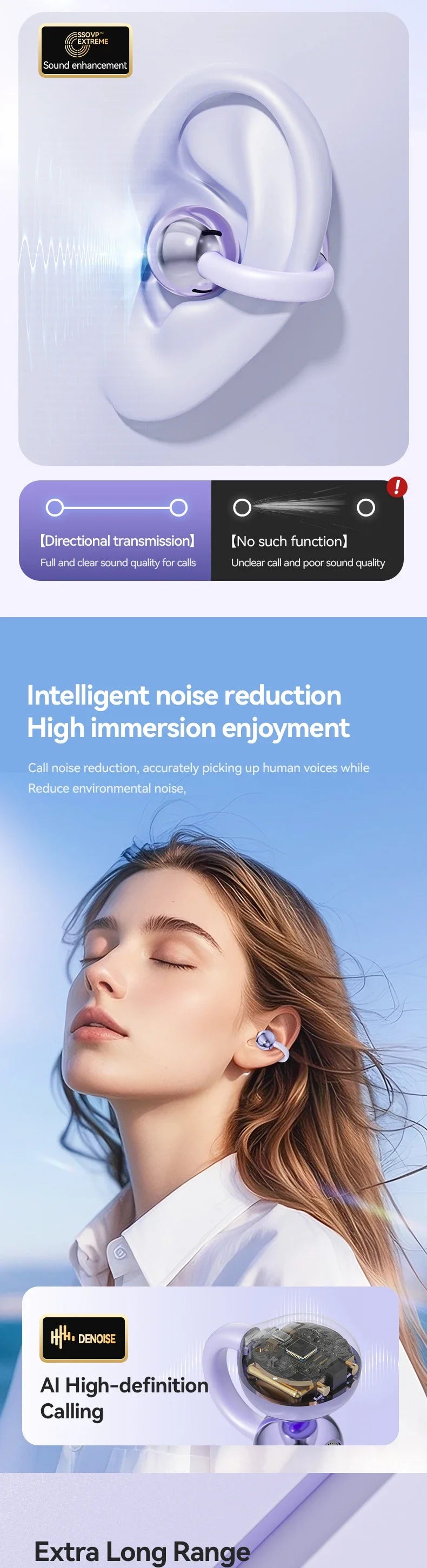 Original Redmi Open Ear Clip Earbuds ENC Wireless Bluetooth5.4 Headphone Noise Cancelling Earphone With Mic For Android iOS