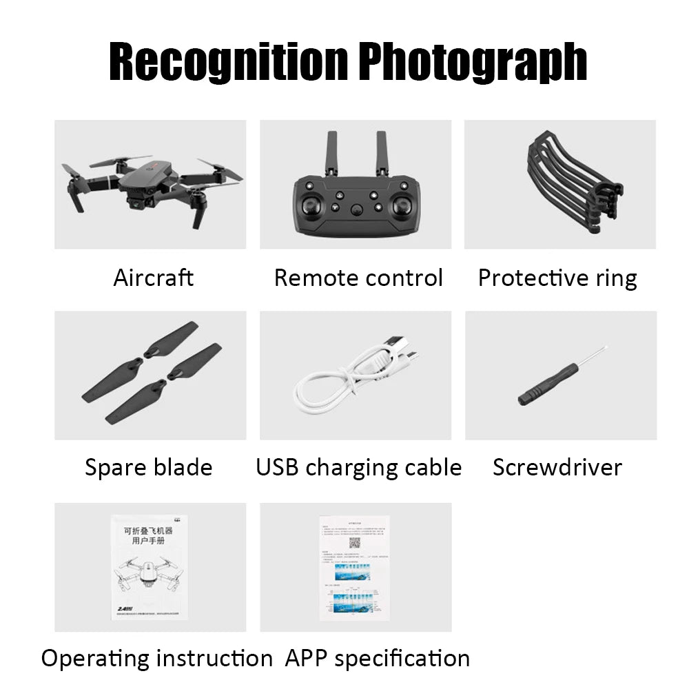 E88 Pro RC Drone WiFi FPV Height Hold Foldable Obstacle Avoidance 4K Wide-Angle HD Camera Quadrotor Helicopter Children's Toys
