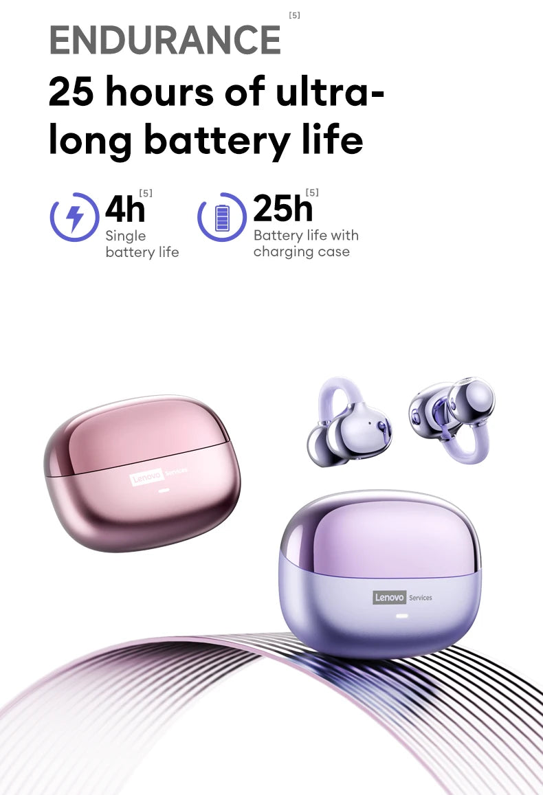 Original Lenovo LE302 Bluetooth Earphones HiFi Sound Ear Clip Earbuds Sports Music Long Battery Life Wireless Headphones Choice