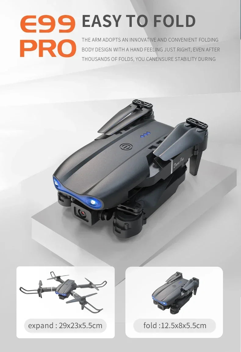 E99Pro 4K FPV Drone 2025 Newest 1080P HD Camera WiFi Live Video Foldable RC Quadcopter Altitude Hold Headless Mode Easy to Fly