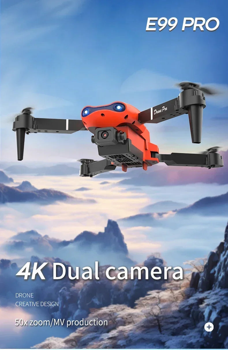 E99Pro 4K FPV Drone 2025 Newest 1080P HD Camera WiFi Live Video Foldable RC Quadcopter Altitude Hold Headless Mode Easy to Fly