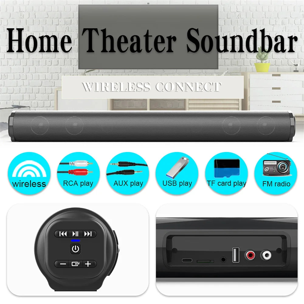 Sound Bar TV Sound System Bluetooth Speaker Wireless Subwoofer Bass Home Theater Rechargeable Lound Portable Speaker