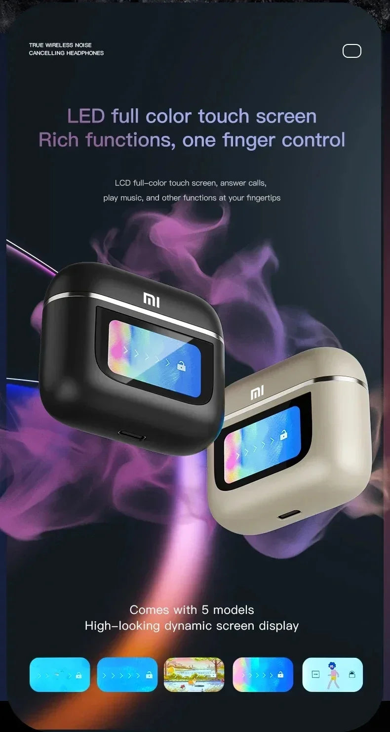 Xiaomi TWS V8 ANC+ENC wireless Bluetooth noise cancelling headphones with microphone, in ear touch screen headphones