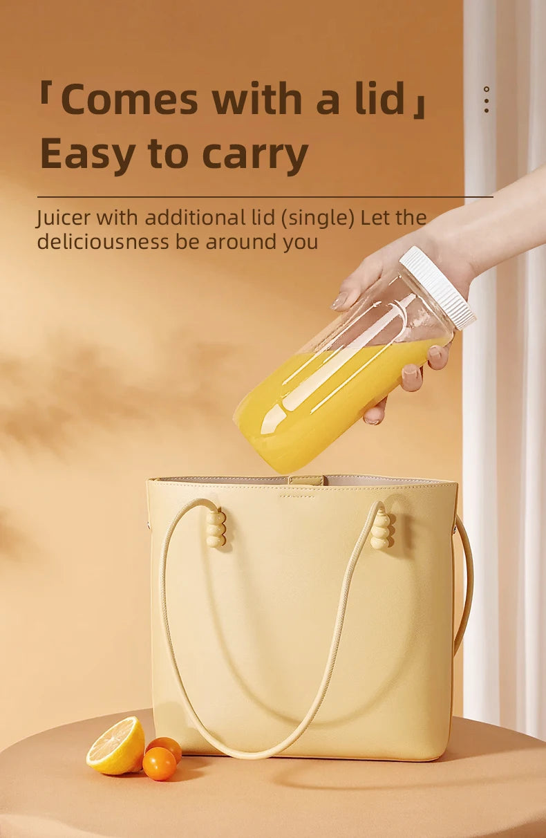 Portable electric juicer, 450ml, USB fast charging, 10 blades, dual cup design, suitable for milkshakes/juicers/smoothies