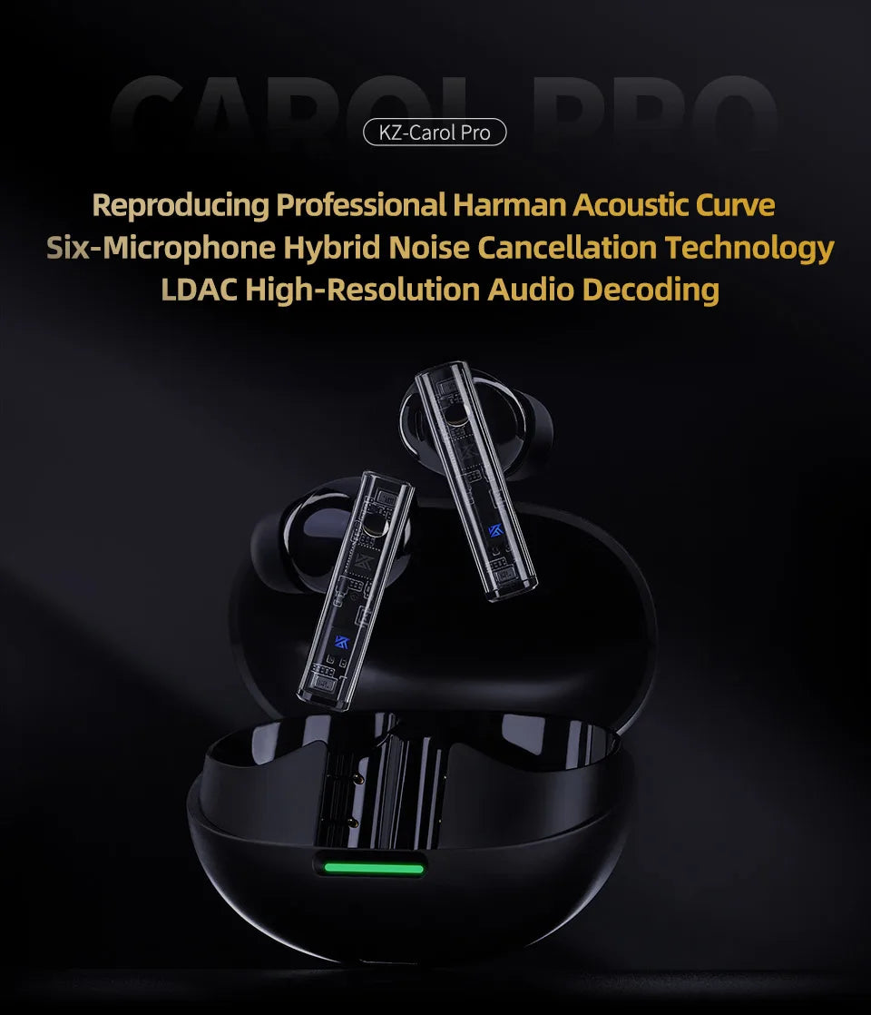 KZ Carol Pro In Ear TWS Bluetooth Earbuds with Active Noise Reduction and 6 Mics for True Wireless Waterproof Earplugs LDAC SBC