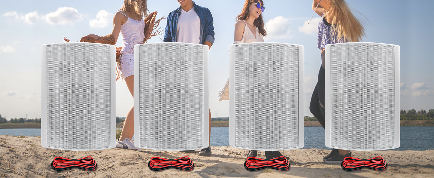Herdio 4PCS 800W 6.5'' Outdoor Speakers Wired Waterproof Passive Wall Mount Speakers With Powerful Bass For Home Patio Poolside