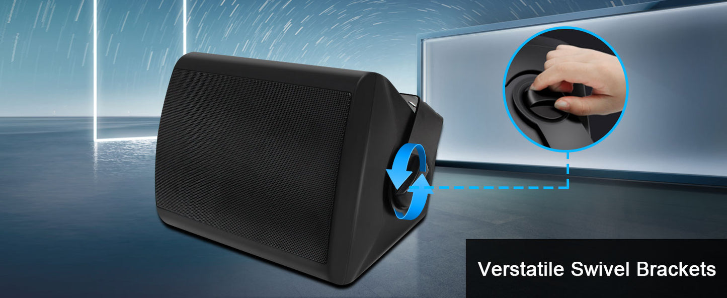 Herdio 5.25'' 300W 2PCS Passive Wired Indoor Outdoor Speakers Patio Deck Speakers All Weather Wall Mount System For Garden Home