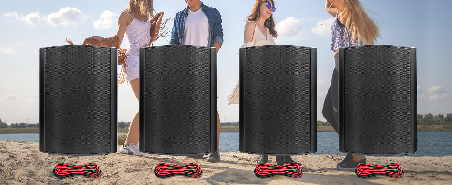 Herdio 4PCS 800W 6.5'' Outdoor Speakers Wired Waterproof Passive Wall Mount Speakers With Powerful Bass For Home Patio Poolside