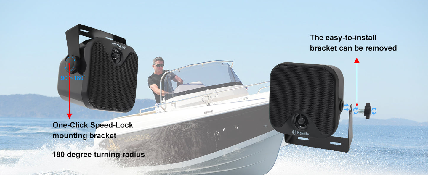 Herdio 4'' 4PCS Bluetooth Golf Cart Speakers 240W Waterproof Marine Speakers For Outdoor Boat ATV UTV Jeep Courtyard Powersports