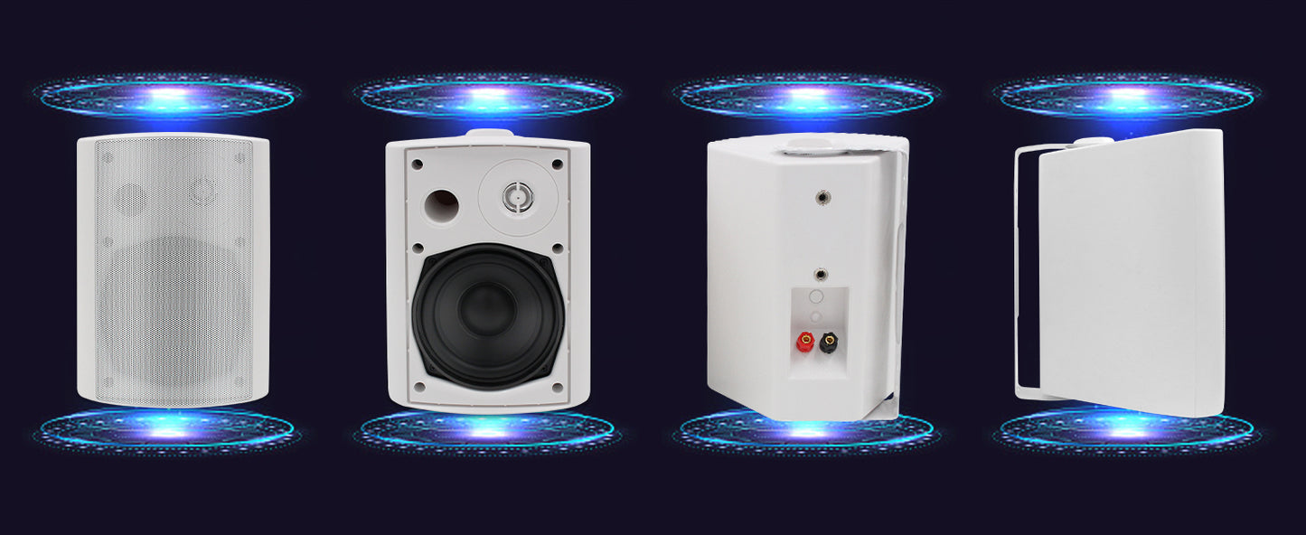 Herdio 4PCS 5.25'' 600W Passive Indoor Outdoor Speakers Wired Waterproof Wall Mount Speakers With Loud Volume Perfect For Patio