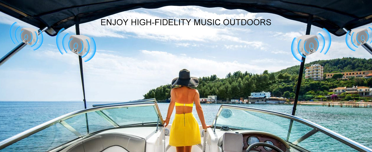 Herdio 4'' 4PCS Bluetooth Golf Cart Speakers 240W Waterproof Marine Speakers For Outdoor Boat ATV UTV Jeep Courtyard Powersports