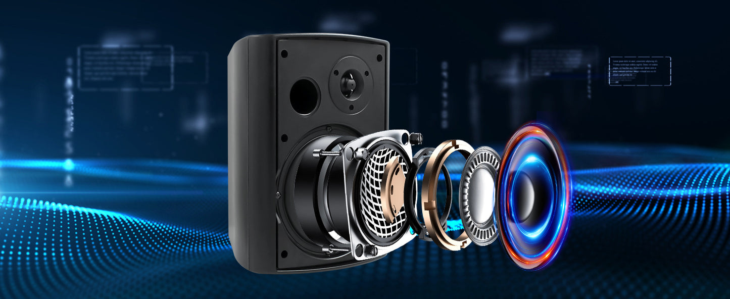 Herdio 4PCS 800W 6.5'' Outdoor Speakers Wired Waterproof Passive Wall Mount Speakers With Powerful Bass For Home Patio Poolside