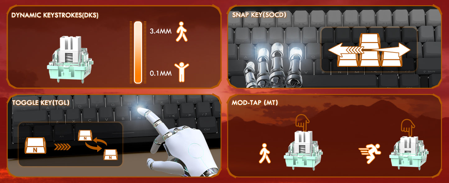 MAMBASNAKE x ATTACK SHARK X68 PRO HE Wireless Rapid Trigger Gaming Keyboard with Adjustable Actuation,8K Polling Rate