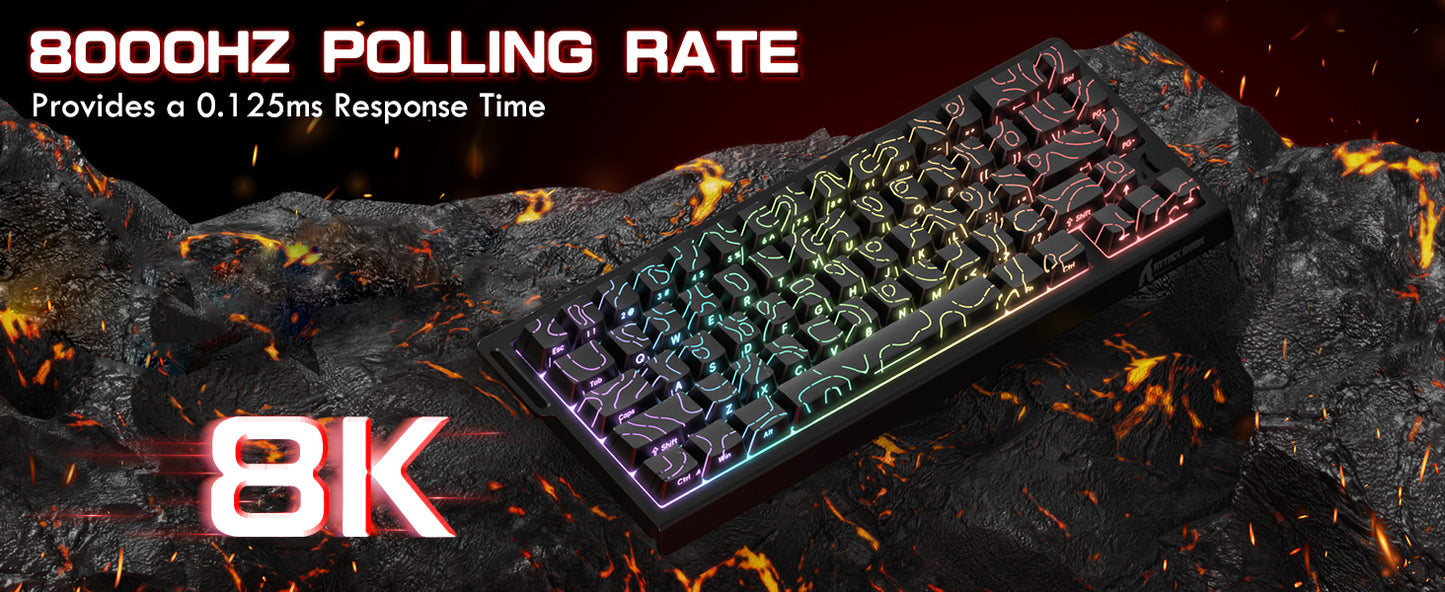MAMBASNAKE x ATTACK SHARK X68 PRO HE Wireless Rapid Trigger Gaming Keyboard with Adjustable Actuation,8K Polling Rate