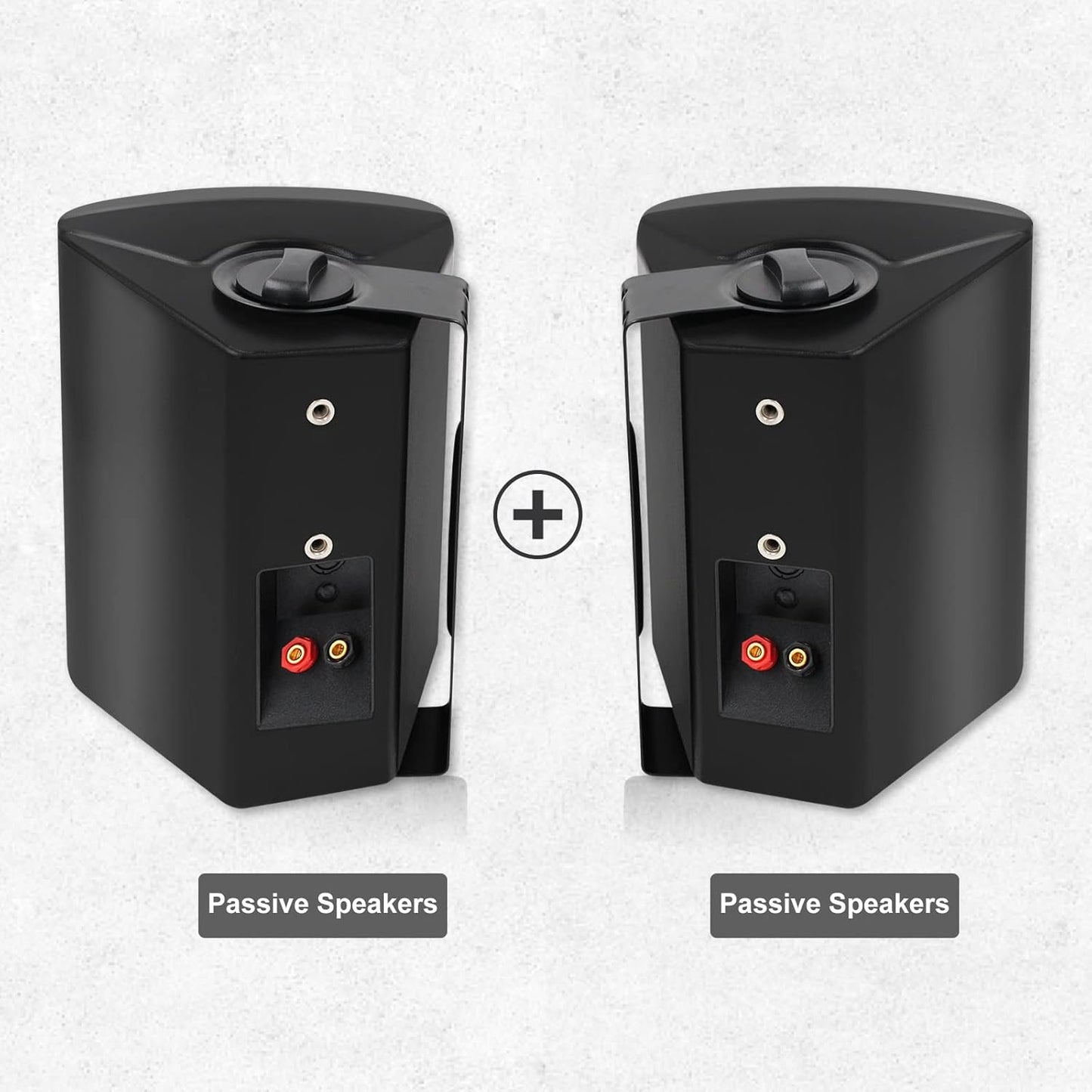 Herdio 2PCS 5.25‘’ 300 Watts Passive Wired Indoor Outdoor Patio Deck Speakers All Weather Wall Mount System For Patio Garden