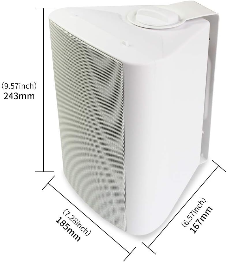 Herdio 2PCS 5.25‘’ 300 Watts Passive Wired Indoor Outdoor Patio Deck Speakers All Weather Wall Mount System For Patio Garden