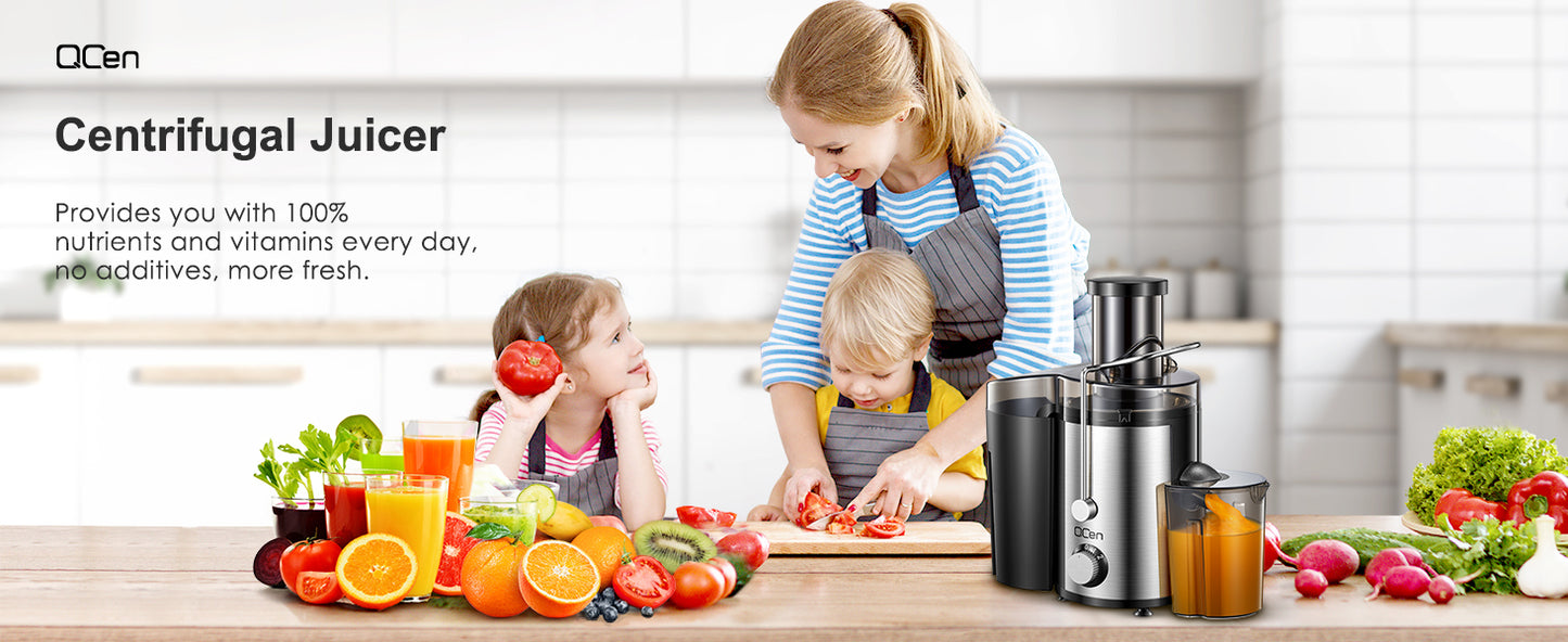 Juicer Machine, 800W Centrifugal Juicer Extractor with Wide Mouth 3” Feed Chute for Fruit Vegetable, Easy to Clean, Stainle