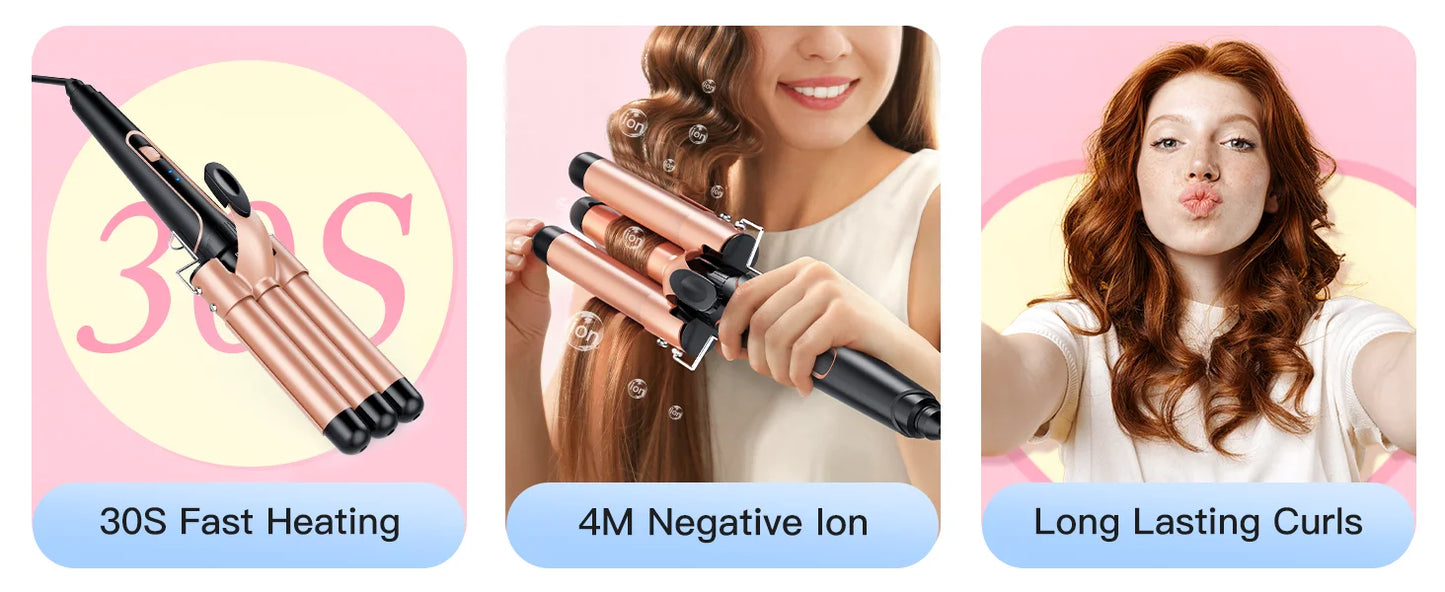 BESTOPE PRO Waver Curling Iron Wand,  5 in 1 Curling Wand Set with 3 Barrel Hair Crimper for Women, Fast Heating Hair Wand Curle