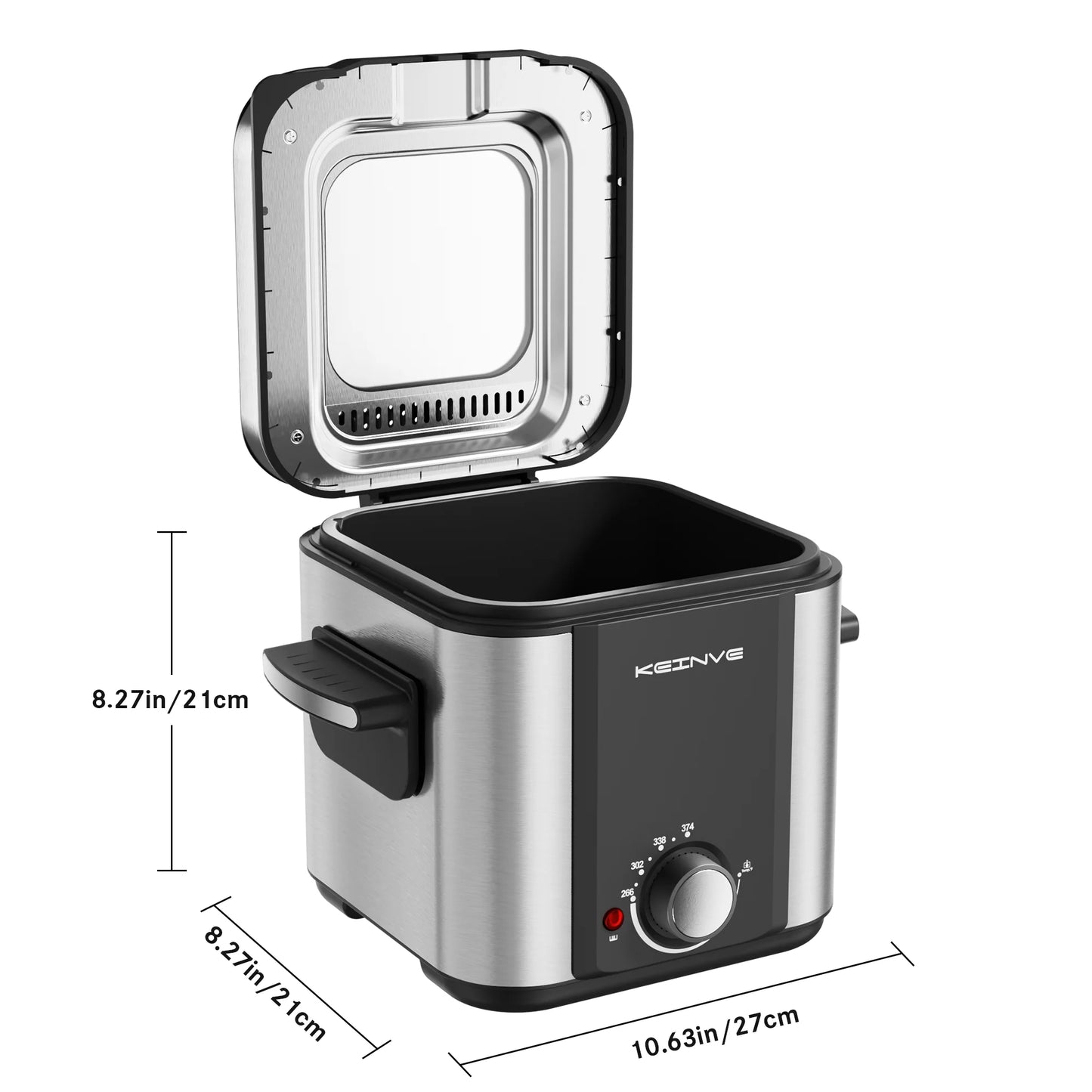 Electric Deep Fryer, 1.5 L/1.6 QT Small Deep Fryer with Basket for Home Use, Cool Touch Sides Easy to Clean, Nonstick Basket