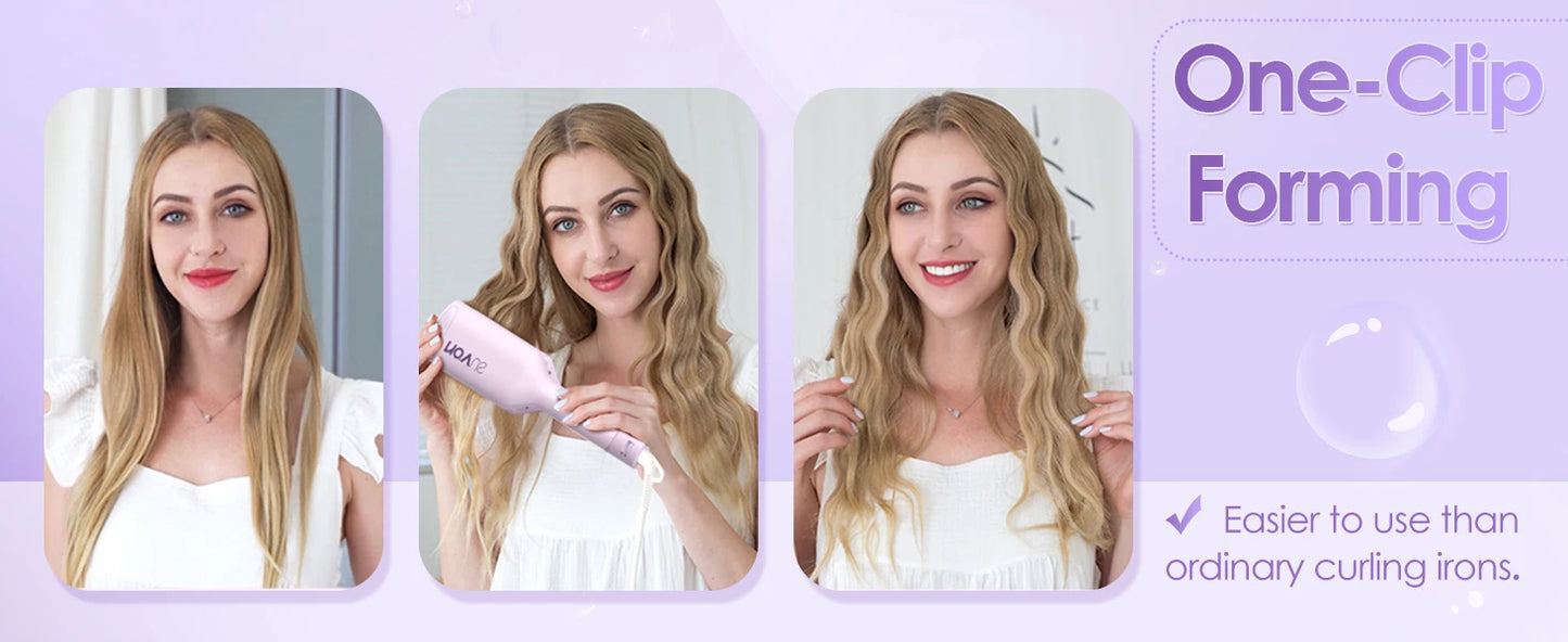 Curling Iron Hair Crimper Waver - 1.25 Inch Anti-Scald Waves Curling Wand, Ionic Deep Waver Hair Curler Tool
