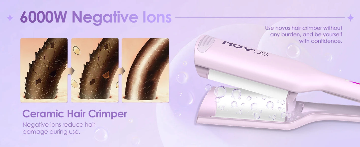 Curling Iron Hair Crimper Waver - 1.25 Inch Anti-Scald Waves Curling Wand, Ionic Deep Waver Hair Curler Tool